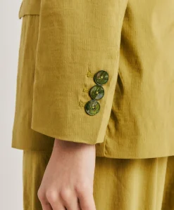 Donne Momonì Giacche-Giacca Lunel In Lino Cotone - Avocado