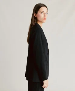 Donne Momonì Completi E Talleur-Giacca Lunel In Lino Cotone - Nero