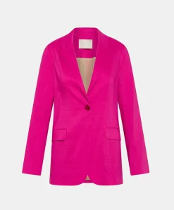 Donne Momonì Giacche-Giacca Lunel In Lino Cotone - Fucsia