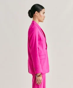 Donne Momonì Giacche-Giacca Lunel In Lino Cotone - Fucsia