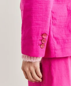 Donne Momonì Giacche-Giacca Lunel In Lino Cotone - Fucsia