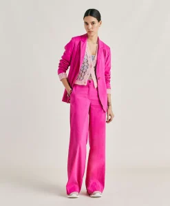Donne Momonì Giacche-Giacca Lunel In Lino Cotone - Fucsia