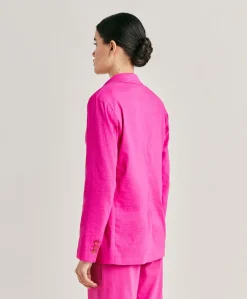 Donne Momonì Giacche-Giacca Lunel In Lino Cotone - Fucsia
