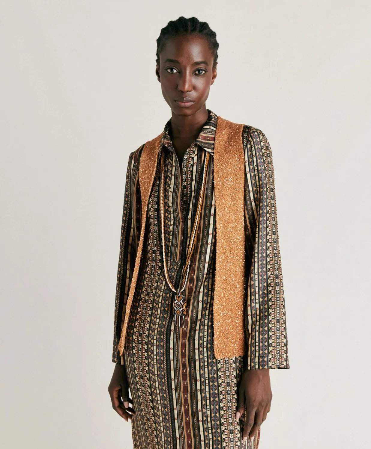 Donne Momonì Maglieria-Gilet Adrien Con Paillettes - Bronzo