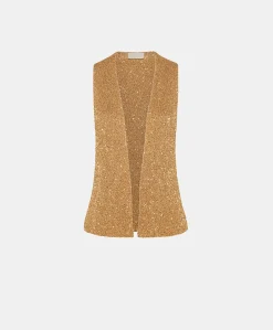 Donne Momonì Maglieria-Gilet Adrien Con Paillettes - Bronzo