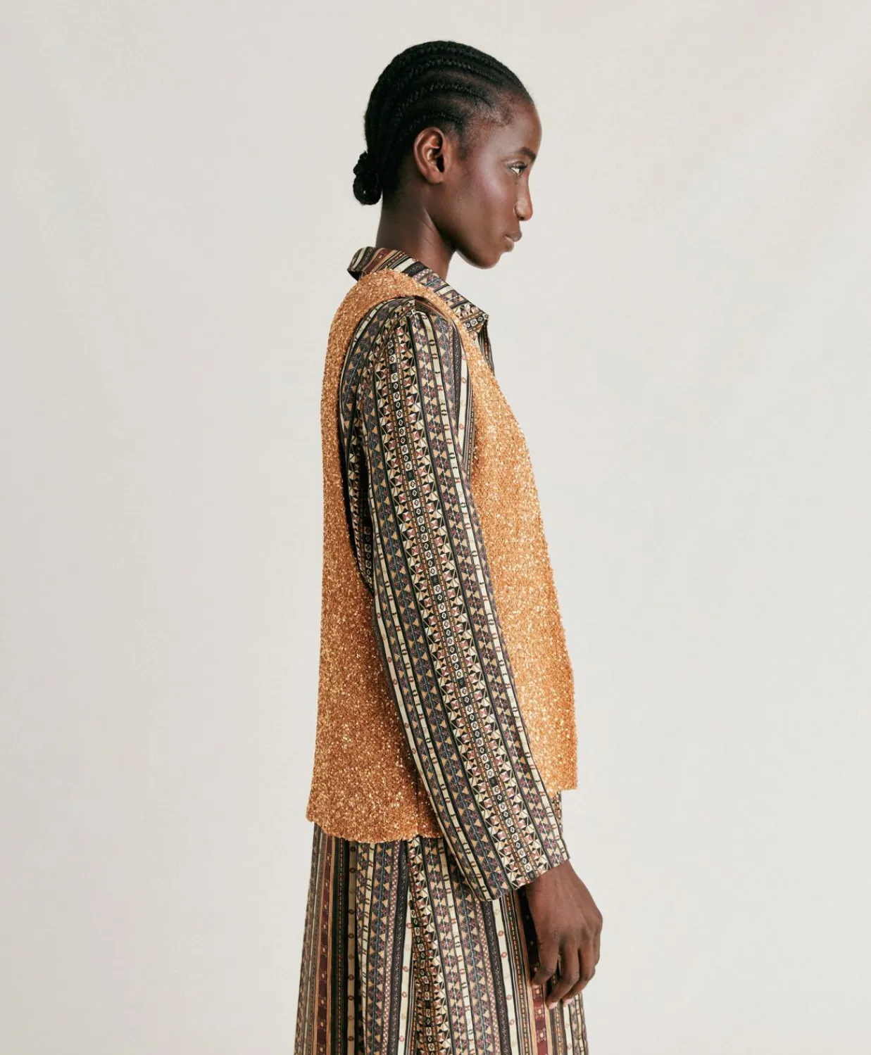 Donne Momonì Maglieria-Gilet Adrien Con Paillettes - Bronzo