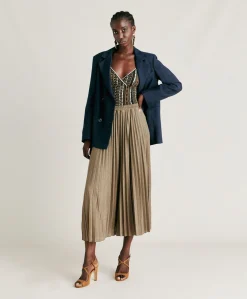 Donne Momonì Gonne-Gonna Emi In Jersey Lurex - Fango