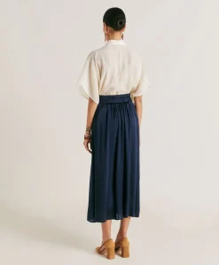 Donne Momonì Gonne-Gonna Nicolas In Acetato Seta - Blu Notte