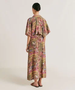 Donne Momonì Gonne-Gonna Olla In Crepe De Chine - Oliva Multicolor