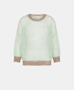 Donne Momonì Maglieria-Maglia Bella In Soft Mohair - Turchese