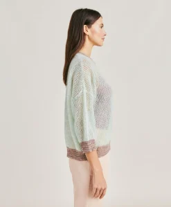 Donne Momonì Maglieria-Maglia Bella In Soft Mohair - Turchese