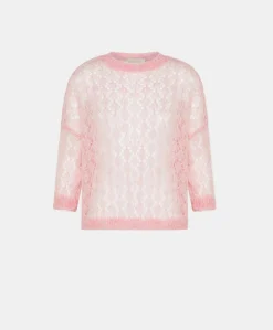 Donne Momonì Maglieria-Maglia Campanula In Soft Mohair - Rosa Baby