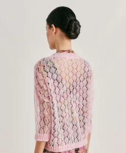 Donne Momonì Maglieria-Maglia Campanula In Soft Mohair - Rosa Baby