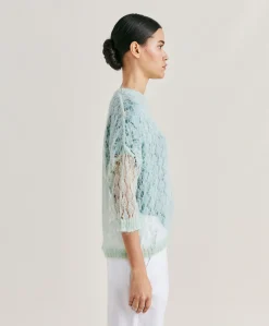 Donne Momonì Maglieria-Maglia Campanula In Soft Mohair - Turchese