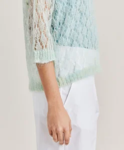 Donne Momonì Maglieria-Maglia Campanula In Soft Mohair - Turchese
