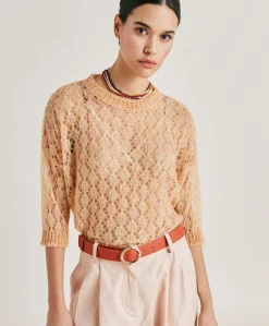 Donne Momonì Maglieria-Maglia Campanula In Soft Mohair - Arancio