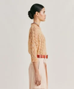 Donne Momonì Maglieria-Maglia Campanula In Soft Mohair - Arancio