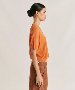 Donne Momonì Maglieria-Maglia Edie In Lino - Arancio