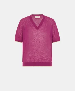 Donne Momonì Maglieria-Maglia Edie In Lino - Ciclamino