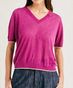 Donne Momonì Maglieria-Maglia Edie In Lino - Ciclamino