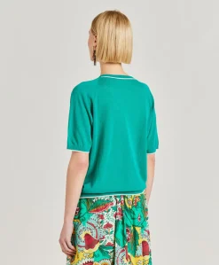 Donne Momonì Maglieria-Maglia Edie In Lino - Smeraldo
