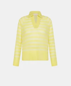 Donne Momonì Maglieria-Maglia Egide Perlata Righe Lurex - Lime
