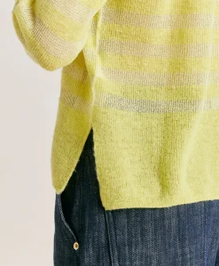 Donne Momonì Maglieria-Maglia Egide Perlata Righe Lurex - Lime