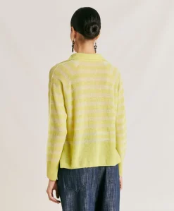 Donne Momonì Maglieria-Maglia Egide Perlata Righe Lurex - Lime