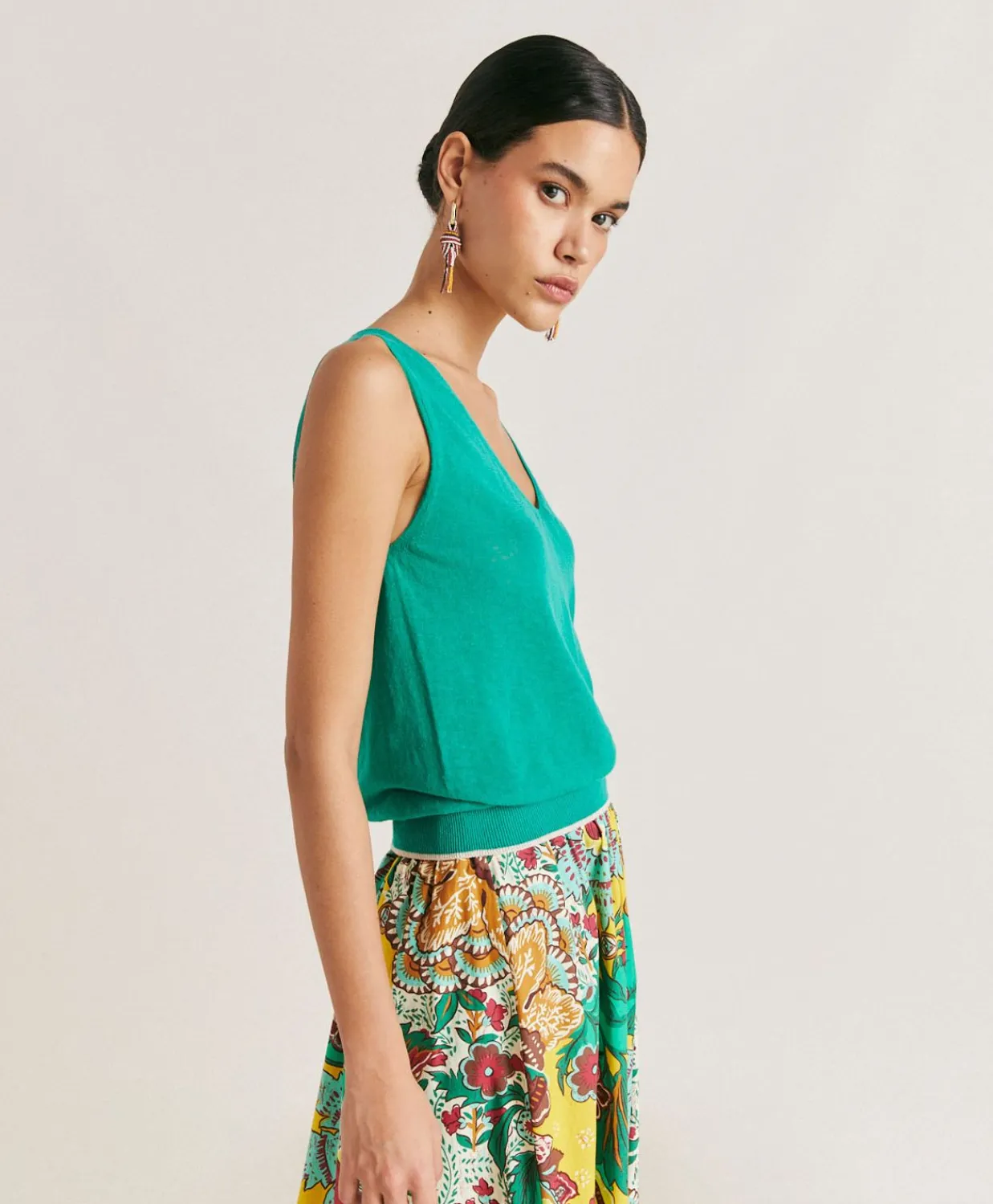 Donne Momonì Maglieria-Maglia Graziosa In Lino - Smeraldo