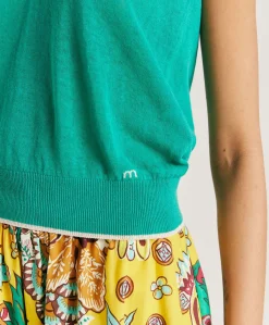 Donne Momonì Maglieria-Maglia Graziosa In Lino - Smeraldo