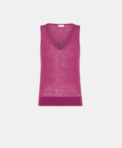 Donne Momonì Maglieria-Maglia Graziosa In Lino - Ciclamino
