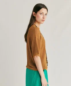 Donne Momonì Maglieria-Maglia Jacinto Perlata Lurex - Caramello