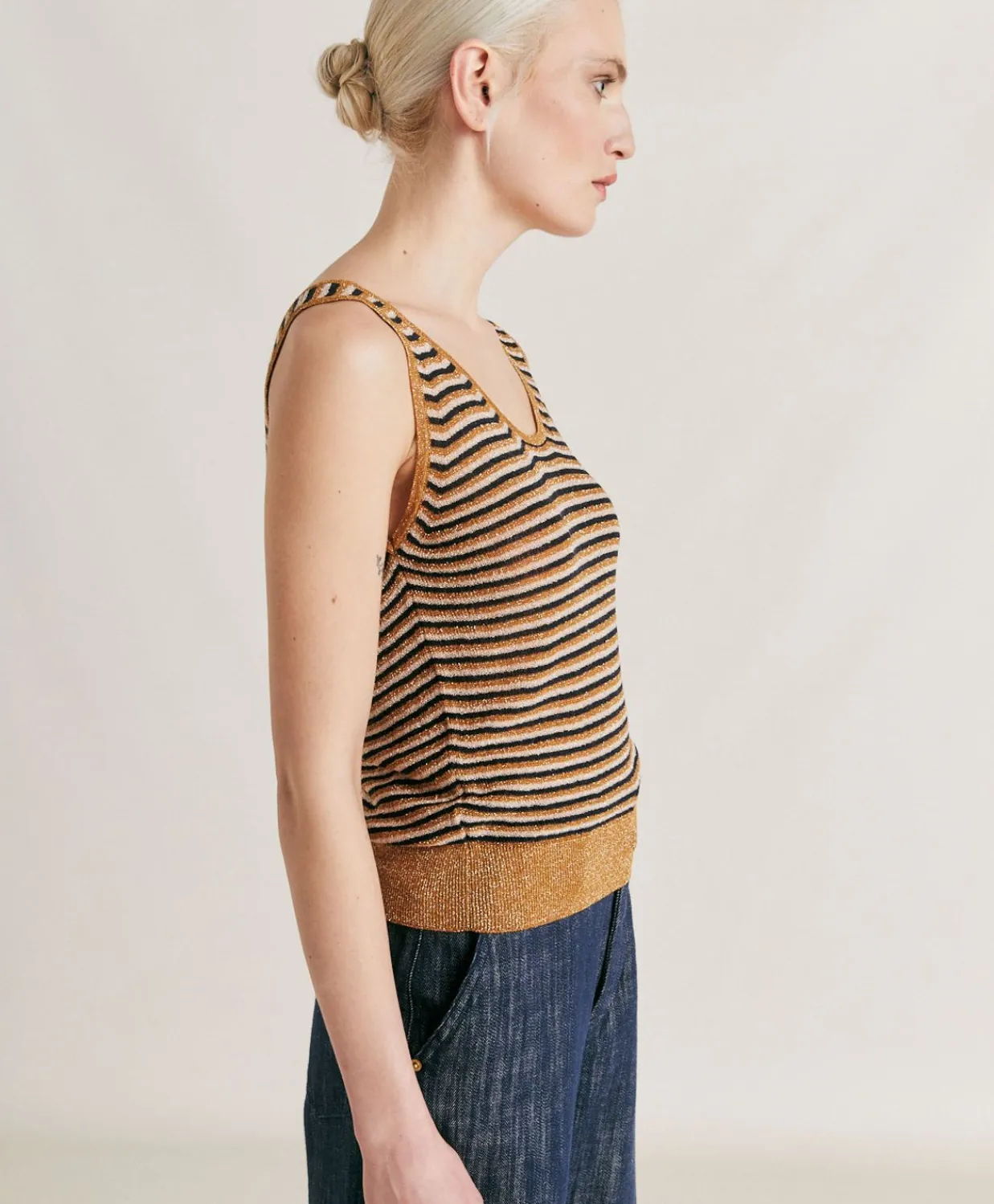 Donne Momonì Maglieria-Maglia Liccia Perlata A Righe - Multicolor