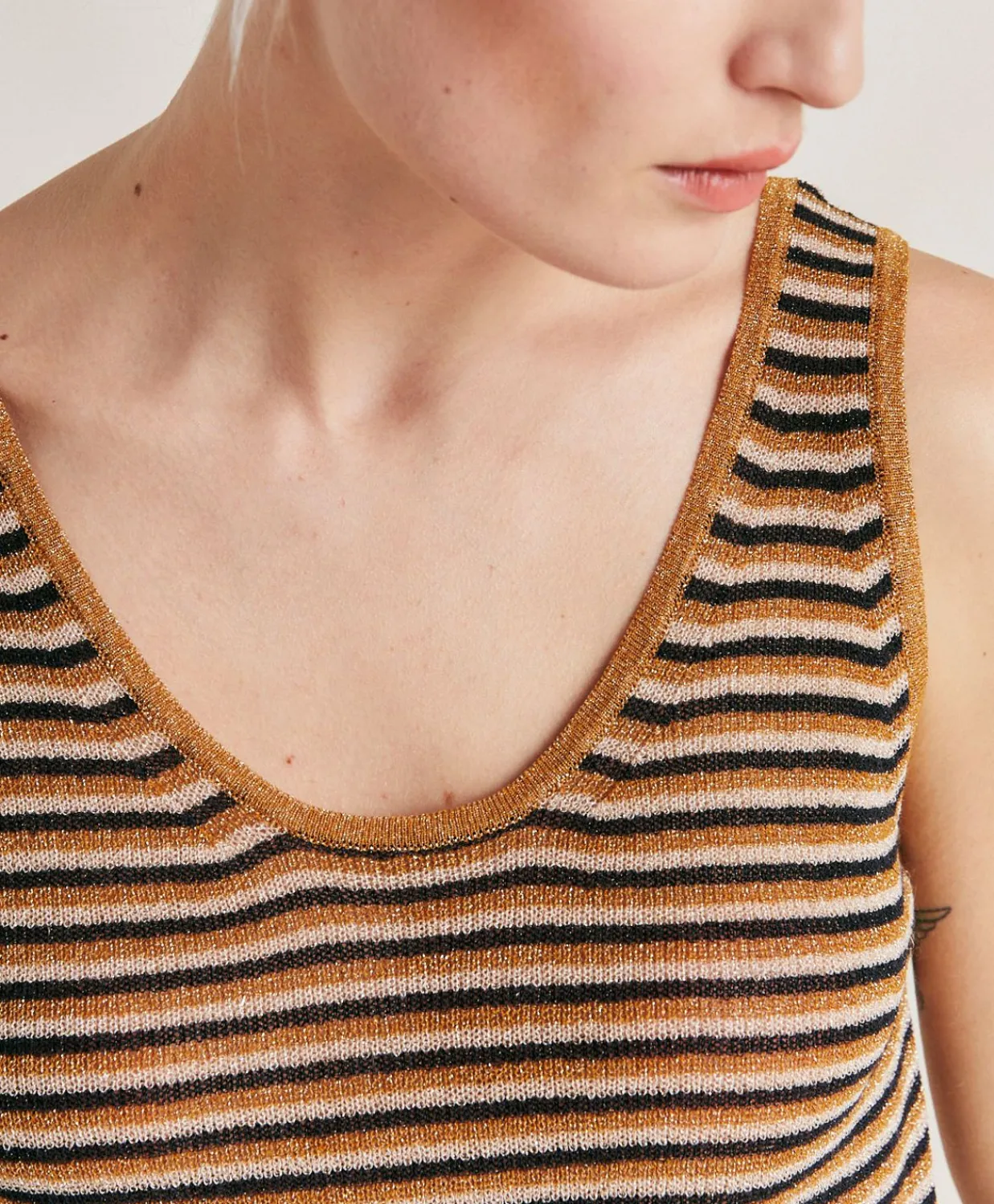 Donne Momonì Maglieria-Maglia Liccia Perlata A Righe - Multicolor