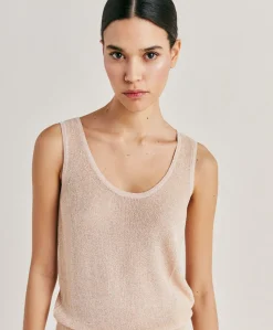 Donne Momonì Maglieria-Maglia Liccia Perlata Lurex - Cipria