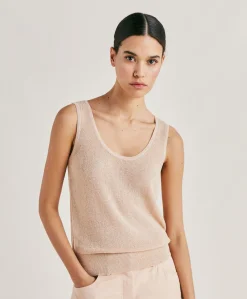 Donne Momonì Maglieria-Maglia Liccia Perlata Lurex - Cipria
