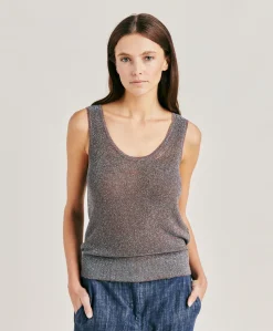 Donne Momonì Maglieria-Maglia Liccia Perlata Lurex - Corteccia