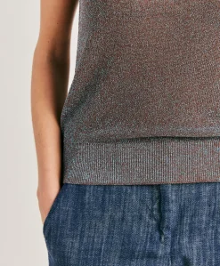 Donne Momonì Maglieria-Maglia Liccia Perlata Lurex - Corteccia