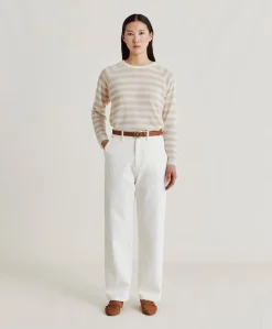 Donne Momonì Maglieria-Maglia Marmotta Perlata Righe Lurex - Panna
