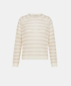 Donne Momonì Maglieria-Maglia Marmotta Perlata Righe Lurex - Panna