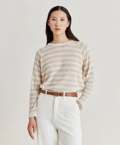 Donne Momonì Maglieria-Maglia Marmotta Perlata Righe Lurex - Panna