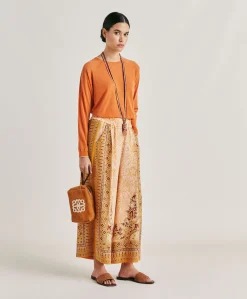 Donne Momonì Maglieria-Maglia Rio In Lino - Arancio