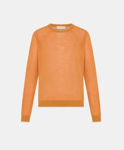 Donne Momonì Maglieria-Maglia Rio In Lino - Arancio