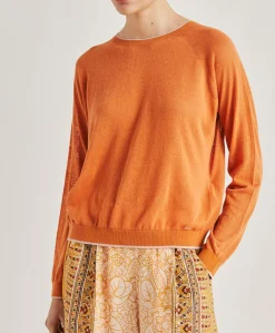 Donne Momonì Maglieria-Maglia Rio In Lino - Arancio
