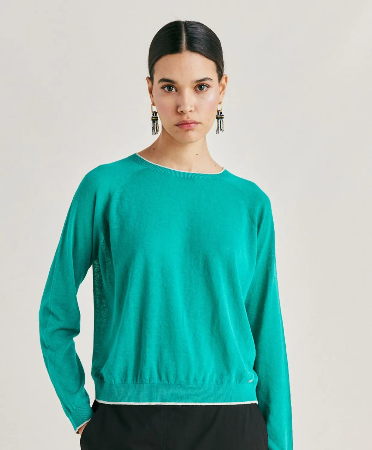 Donne Momonì Maglieria-Maglia Rio In Lino - Smeraldo
