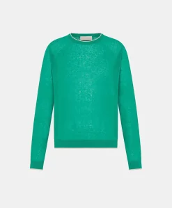 Donne Momonì Maglieria-Maglia Rio In Lino - Smeraldo