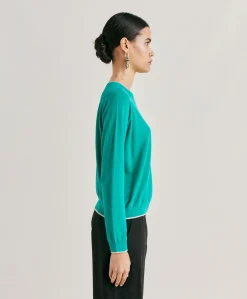 Donne Momonì Maglieria-Maglia Rio In Lino - Smeraldo