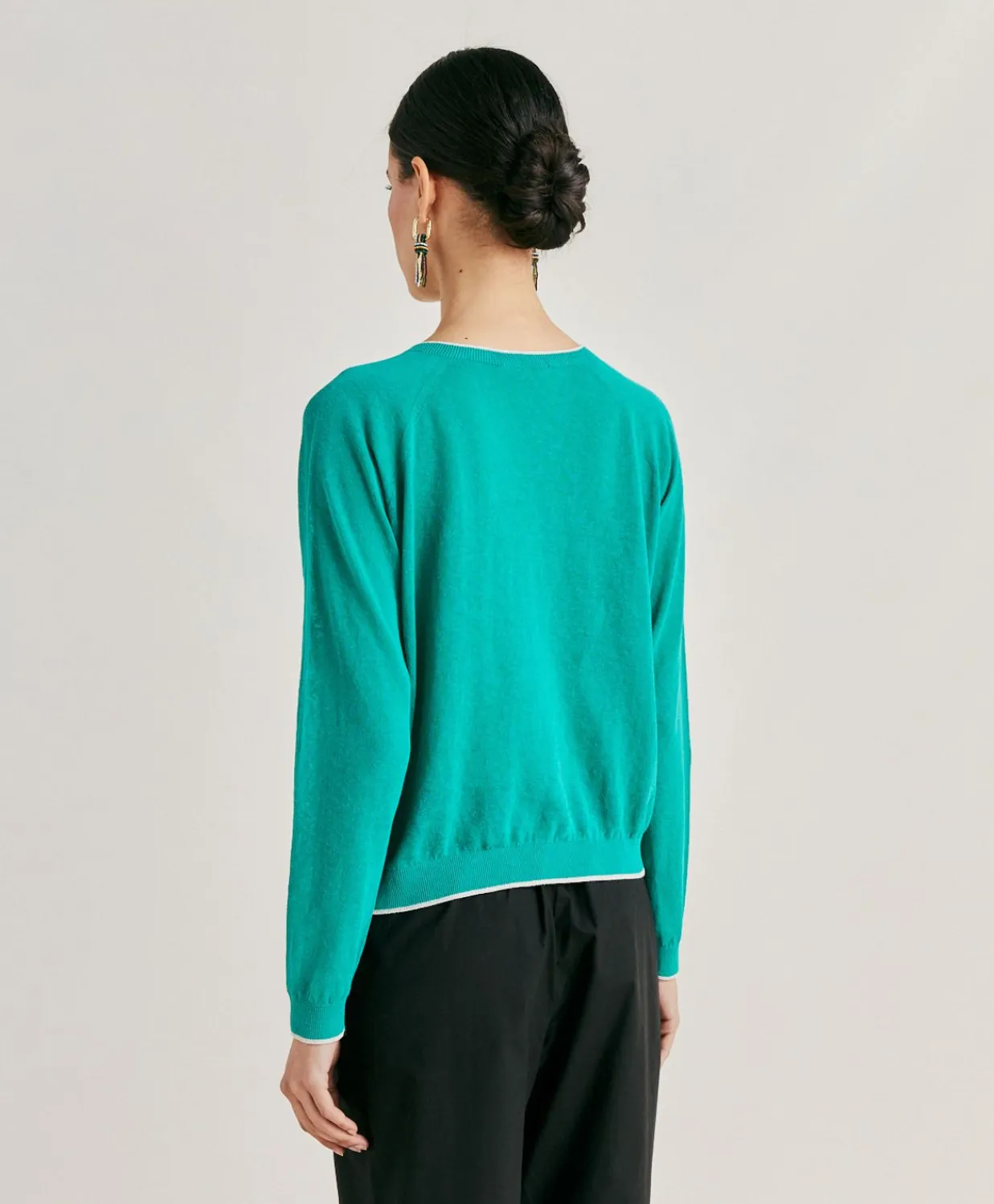 Donne Momonì Maglieria-Maglia Rio In Lino - Smeraldo
