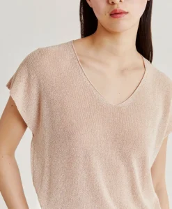 Donne Momonì Maglieria-Maglia Suzanna Perlata Lurex - Cipria