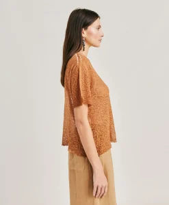 Donne Momonì Maglieria-Maglia Sveva In Lino - Caramello